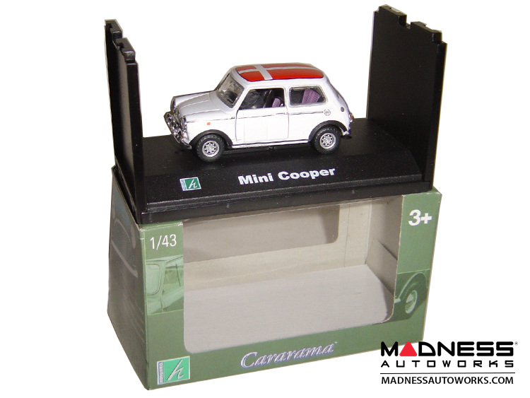  Mini Cooper Diecast Model - Hongwell Cararama - 1/43 Scale - White W/ Denmark Flag